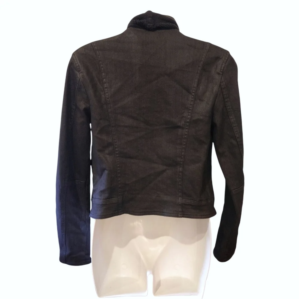 Free people black jacket coated denim front draped knit detail sz.0 - Picture 4 of 16
